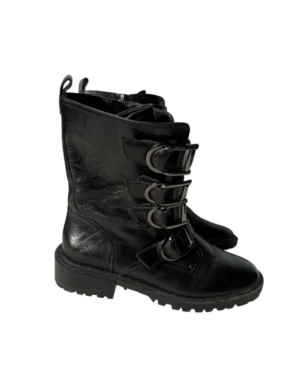 Vince Camuto Women's Combat Boots Size 9.5M Frishea Black Leather Buckle Strap - Picture 5 of 8